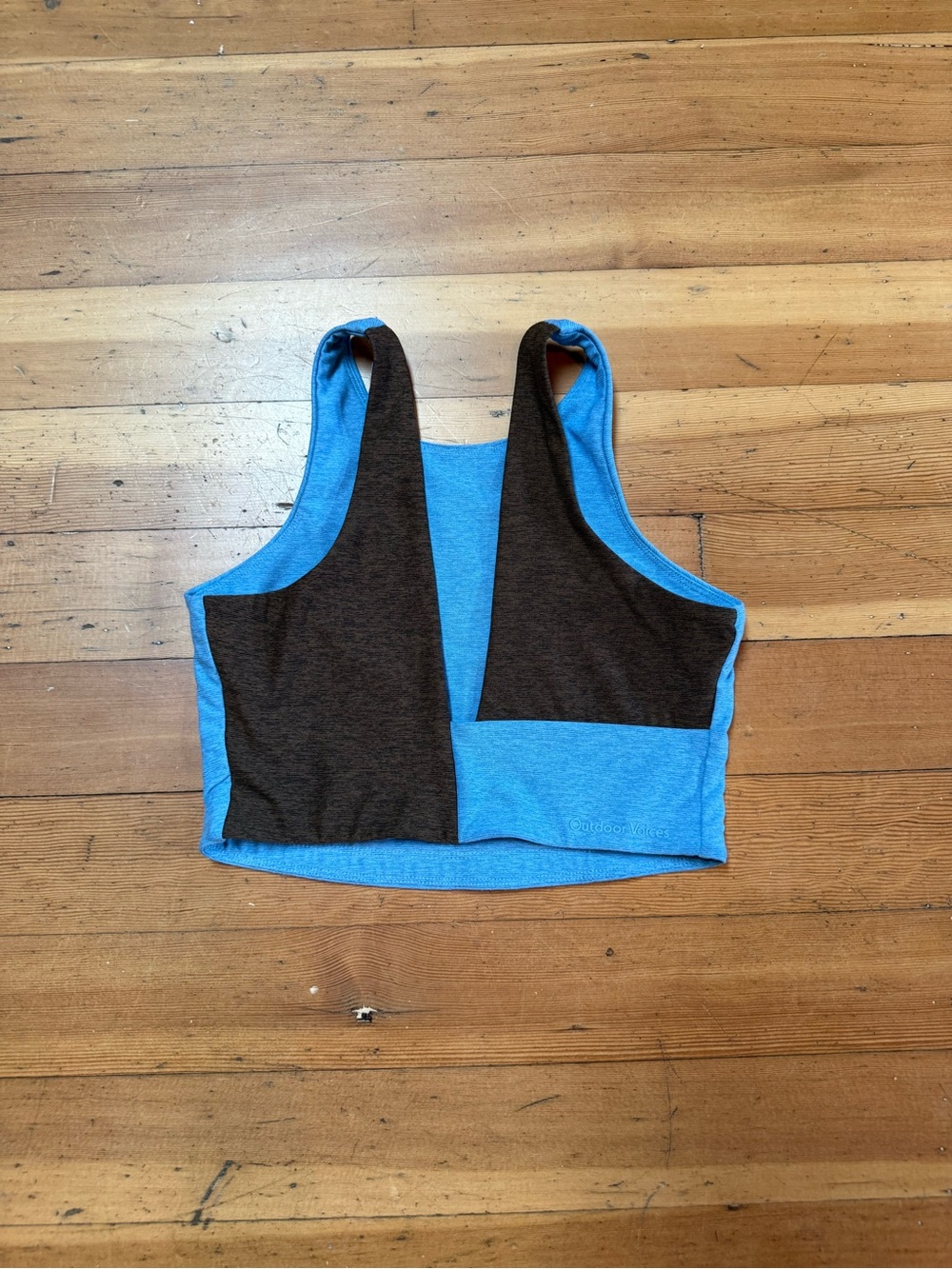 Outdoor Voices Venus Crop Top Colorblock Light Blue Brown Size Small